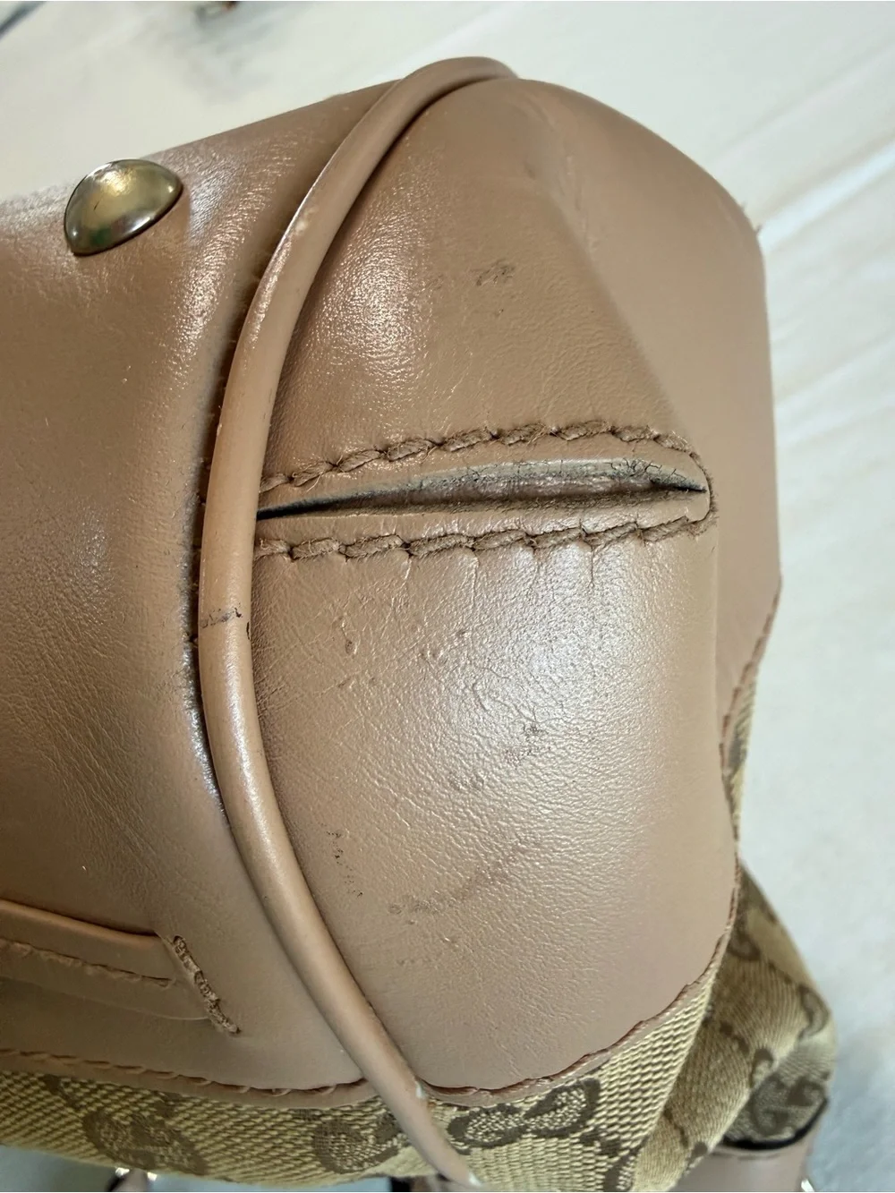 Gucci Tan/Brown GG Canvas and Leather Shoulder Bag